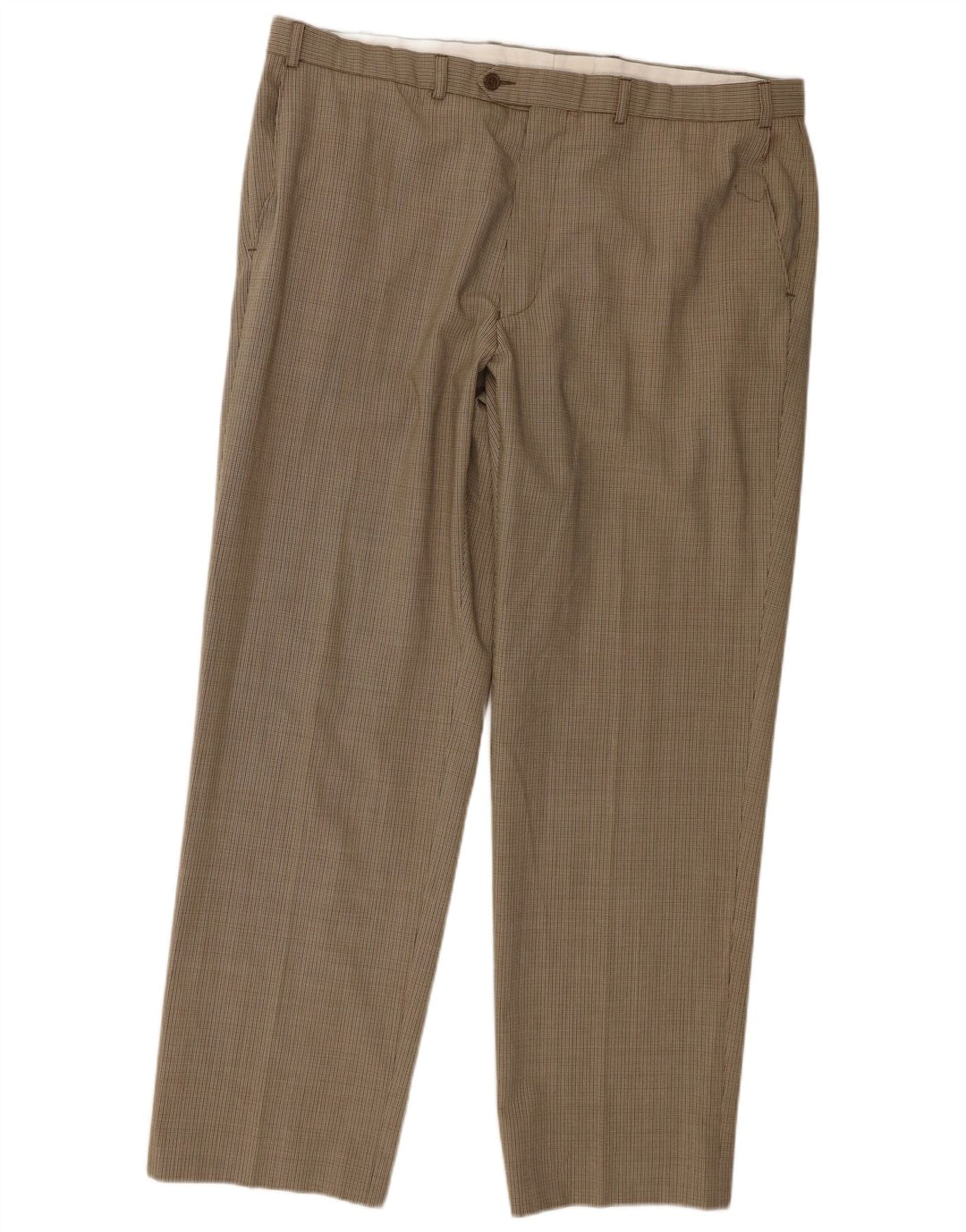 Marks & Spencer Pantalón de traje recto para hombre W40 L31 Pata de gallo beige