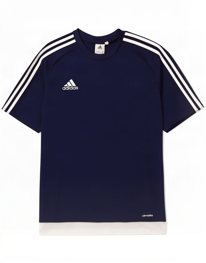 Adidas Hombre Climalite Camiseta Top Medio Azul Marino Colorblock Poliéster