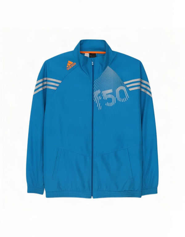 Adidas Hombre Graphic Chándal Top Chaqueta Poliéster Azul Medio