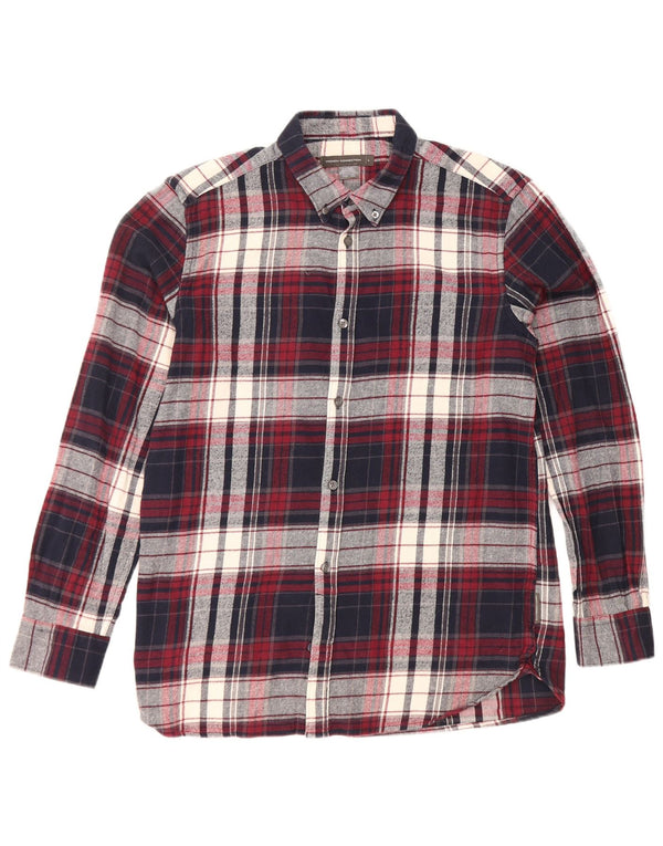 Camisa de franela para hombre de French Connection, talla grande, de algodón a cuadros en azul marino