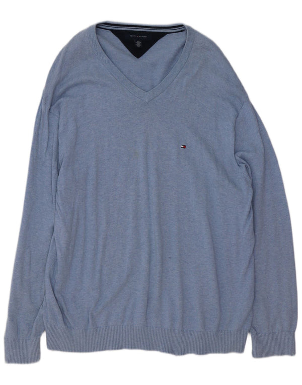 Tommy Hilfiger Suéter con cuello en V para hombre 2XL Azul