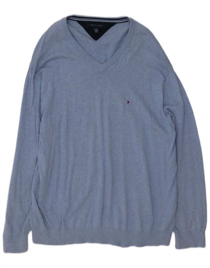 Tommy Hilfiger Suéter con cuello en V para hombre 2XL Azul