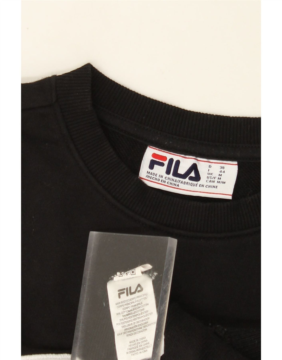 FILA Sudadera gráfica para mujer Jumper UK 14 Medium Black Cotton