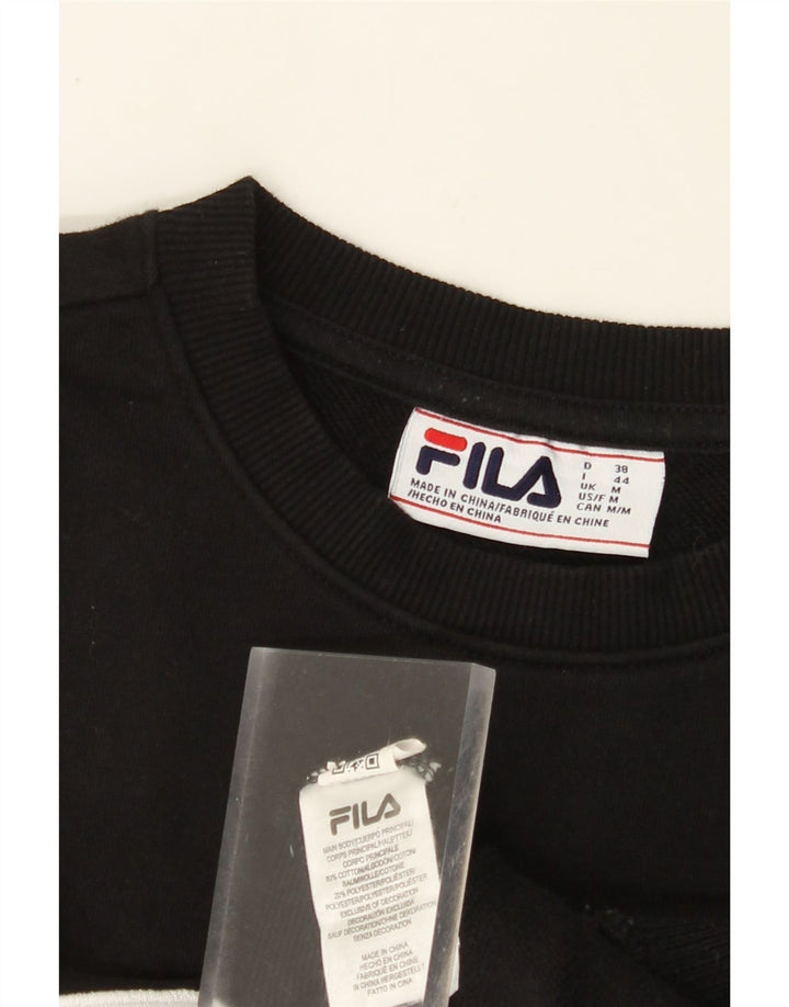 FILA Sudadera gráfica para mujer Jumper UK 14 Medium Black Cotton
