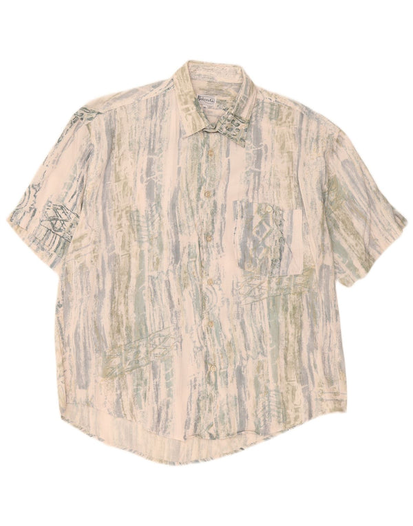 Camisa Vintage Hombre Manga Corta XL Rayas Multicolores