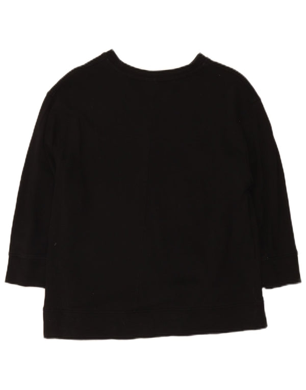 Zara Mujer Sudadera Manga 3/4 Jersey UK 44 Mediano Negro Algodón