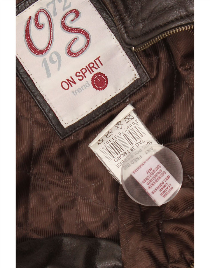 On Spirit Chaqueta Bomber de Cuero para Hombre IT 48 Cuero Marrón Medio