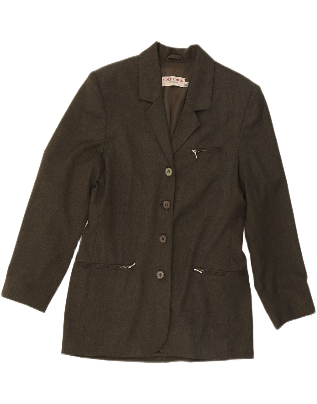 MORE & MORE Chaqueta tipo blazer de 4 botones para mujer EU 40 Poliéster caqui medio