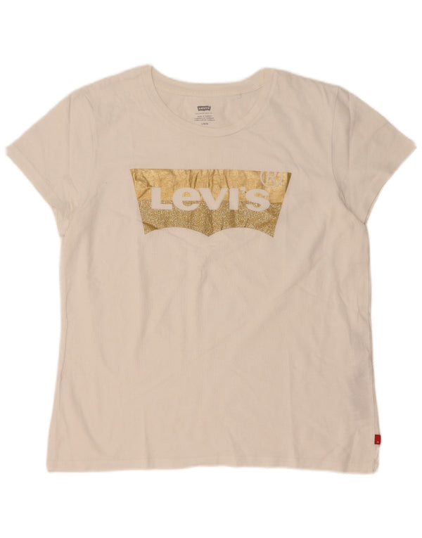 Levi's Camiseta gráfica para mujer Top UK 46 Large White Cotton