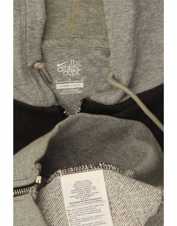 Nike Sudadera con capucha y cremallera gráfica para hombre, talla grande, algodón gris