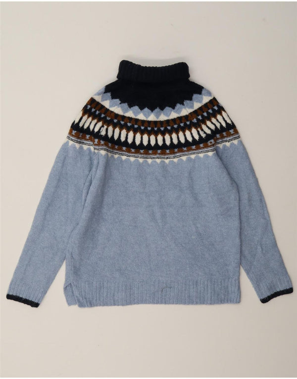Marks & Spencer Suéter tipo jersey con cuello vuelto para mujer UK 6 XS Azul Fair Isle