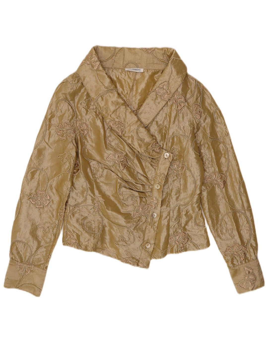 Naracamicie Blusa corta para mujer UK 42 Poliéster floral beige medio