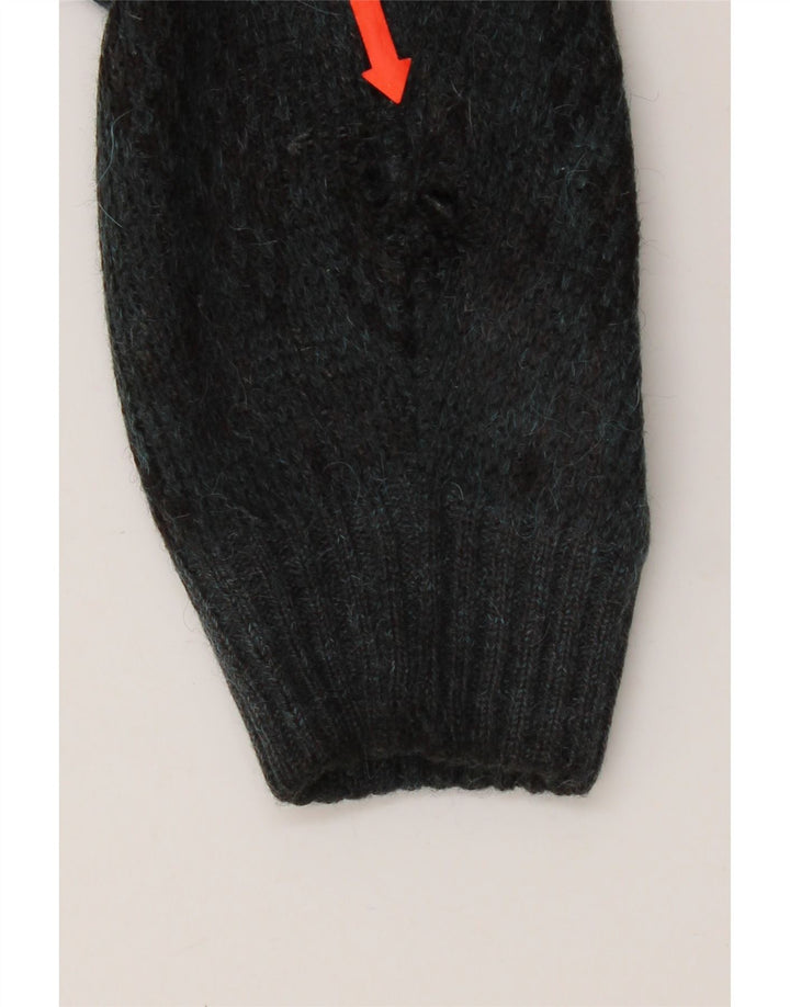 Vintage hombres Cardigan suéter grande azul Argyle/Diamond Alpaca lana