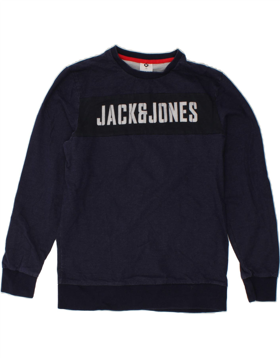 JACK & JONES Mens Graphic Sweatshirt Jumper Large Navy Blue Cotton Vintage Jack & Jones and Second-Hand Jack & Jones from Messina Hembry 