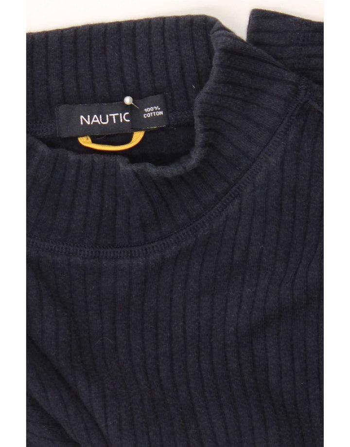 Nautica Camiseta para hombre de manga larga de algodón color block azul marino medio