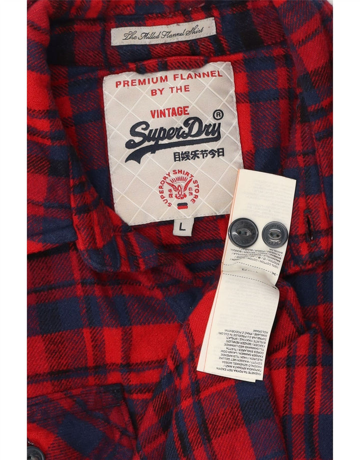 Superdry Camisa De Franela De Algodón Con Cuadros Rojos Grandes