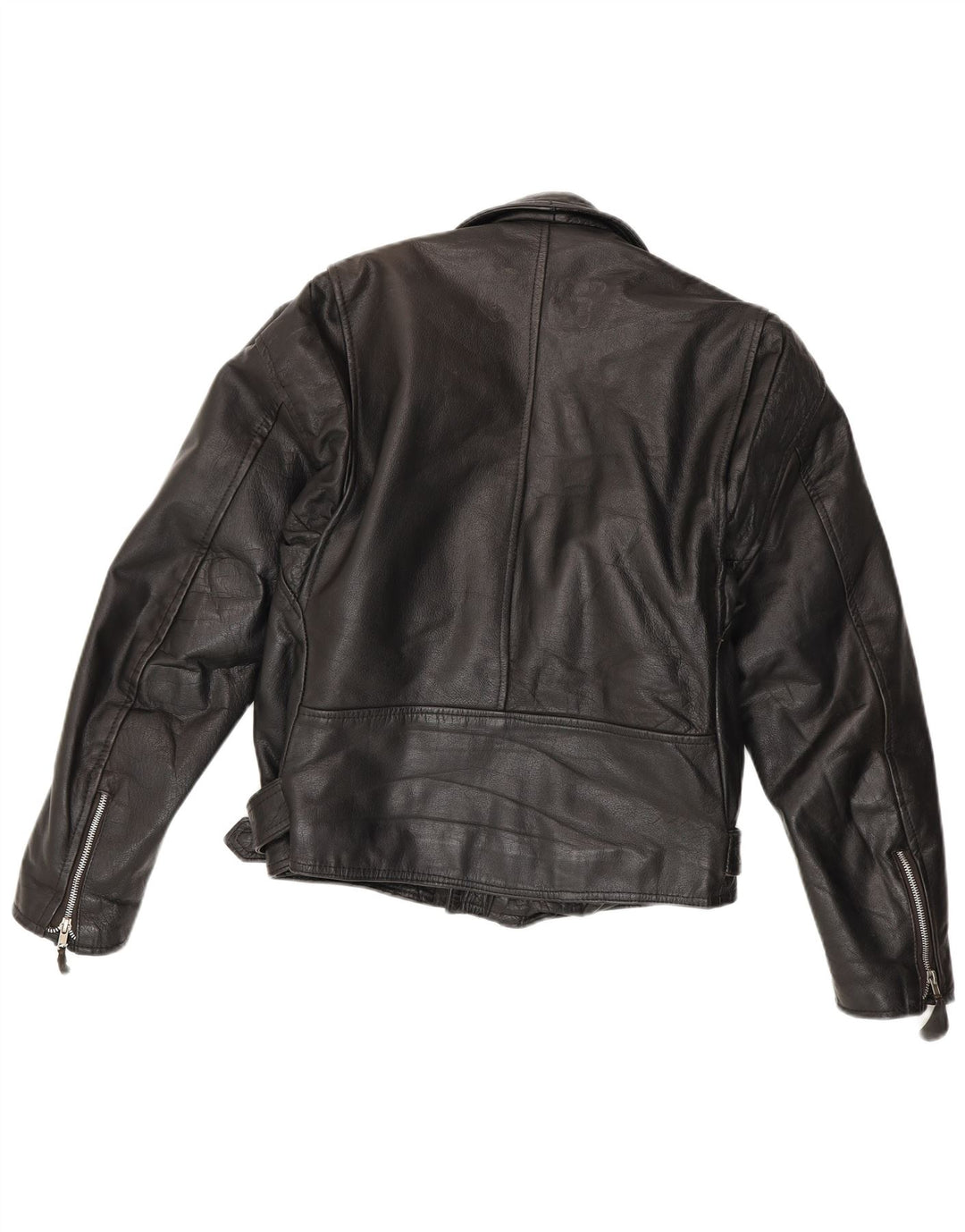 Chaqueta biker de cuero vintage para hombre IT 44 XS Negro