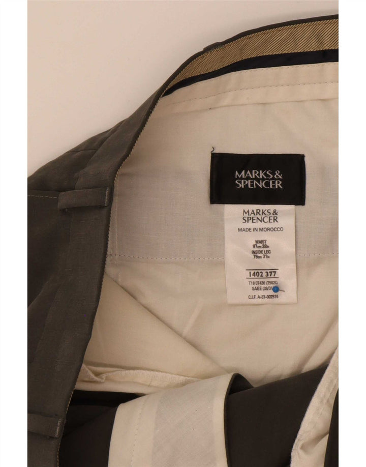 Marks & Spencer Pantalón de traje con pinzas para hombre W38 L31 Lyocell gris