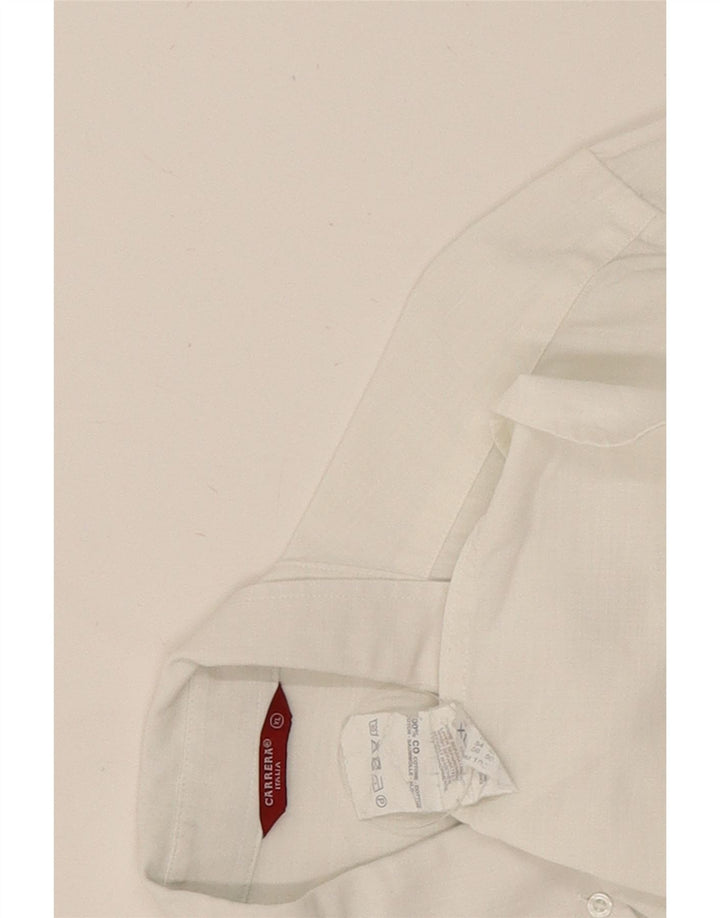 Camisa Carrera Hombre Manga Corta XL Algodón Blanco