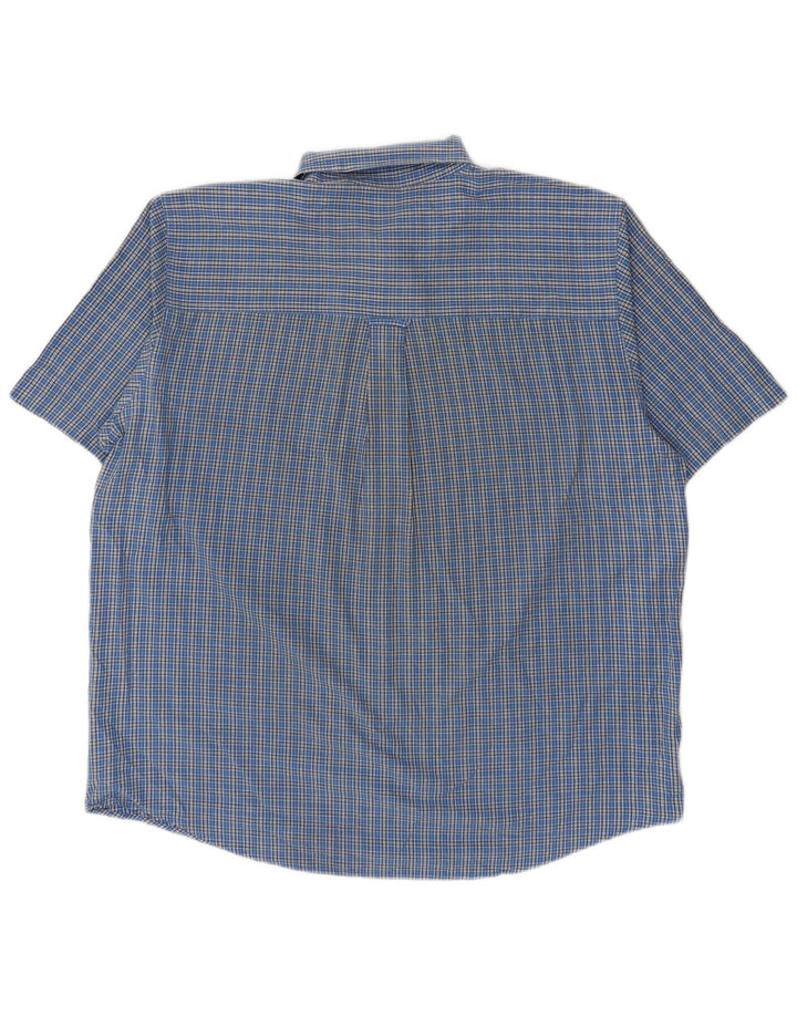 Chaps Camisa Manga Corta Hombre XL Algodón A Cuadros Azul