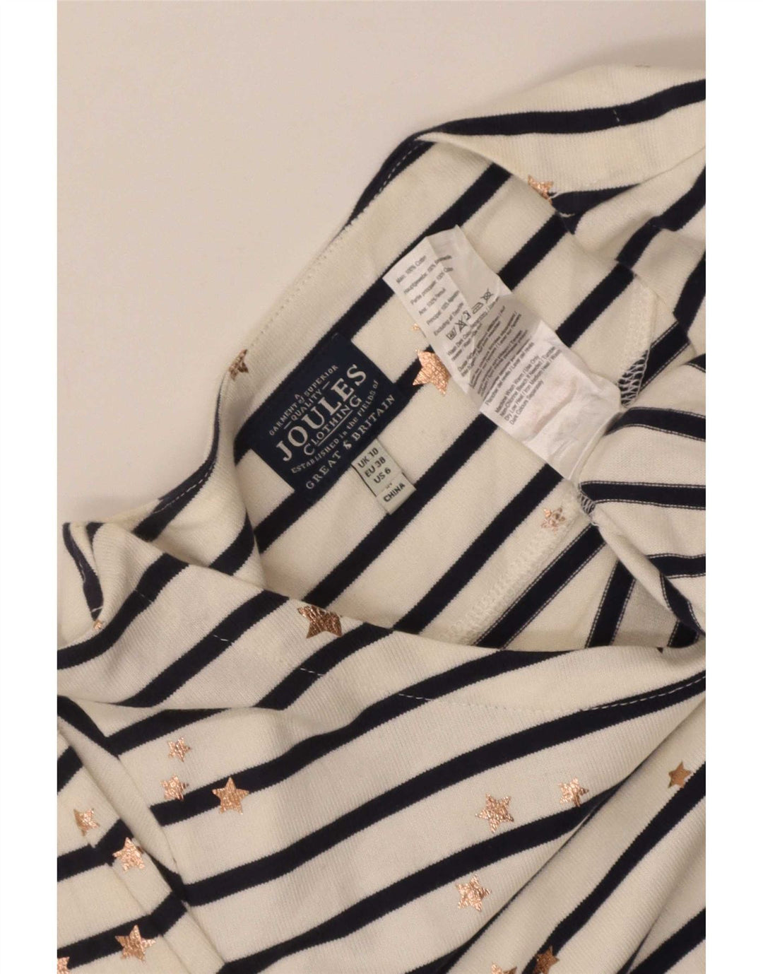 Joules Vestido tubo con estampado abstracto para mujer, talla 40, talla pequeña, color blanco a rayas