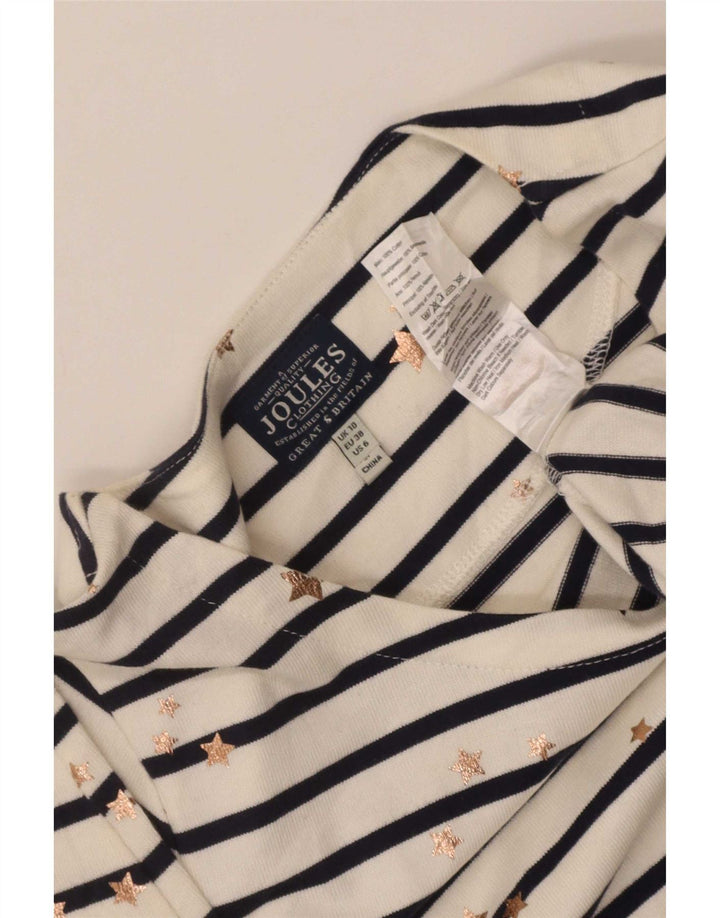 Joules Vestido tubo con estampado abstracto para mujer, talla 40, talla pequeña, color blanco a rayas