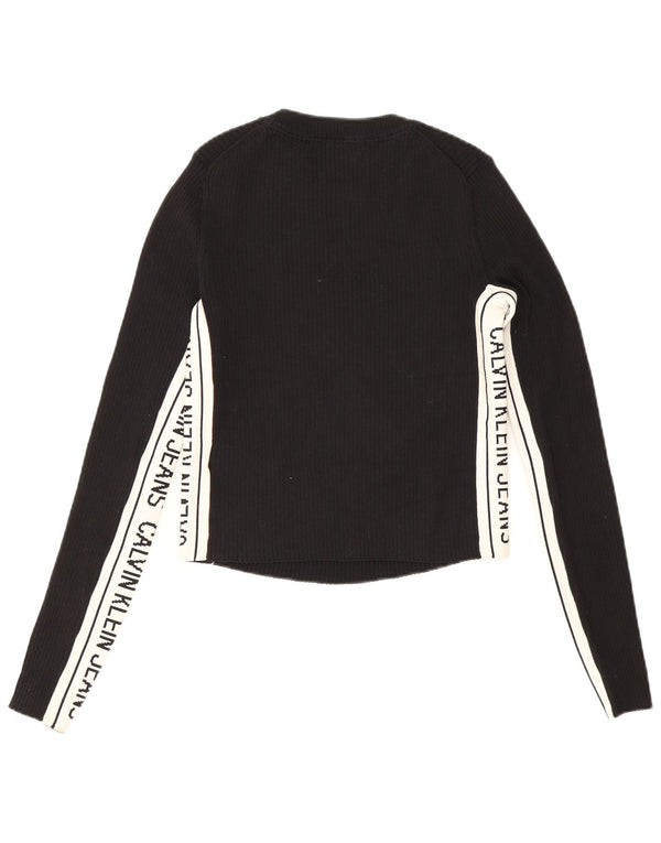Calvin Klein Top gráfico para mujer de manga larga UK 10 Small Black Colourblock
