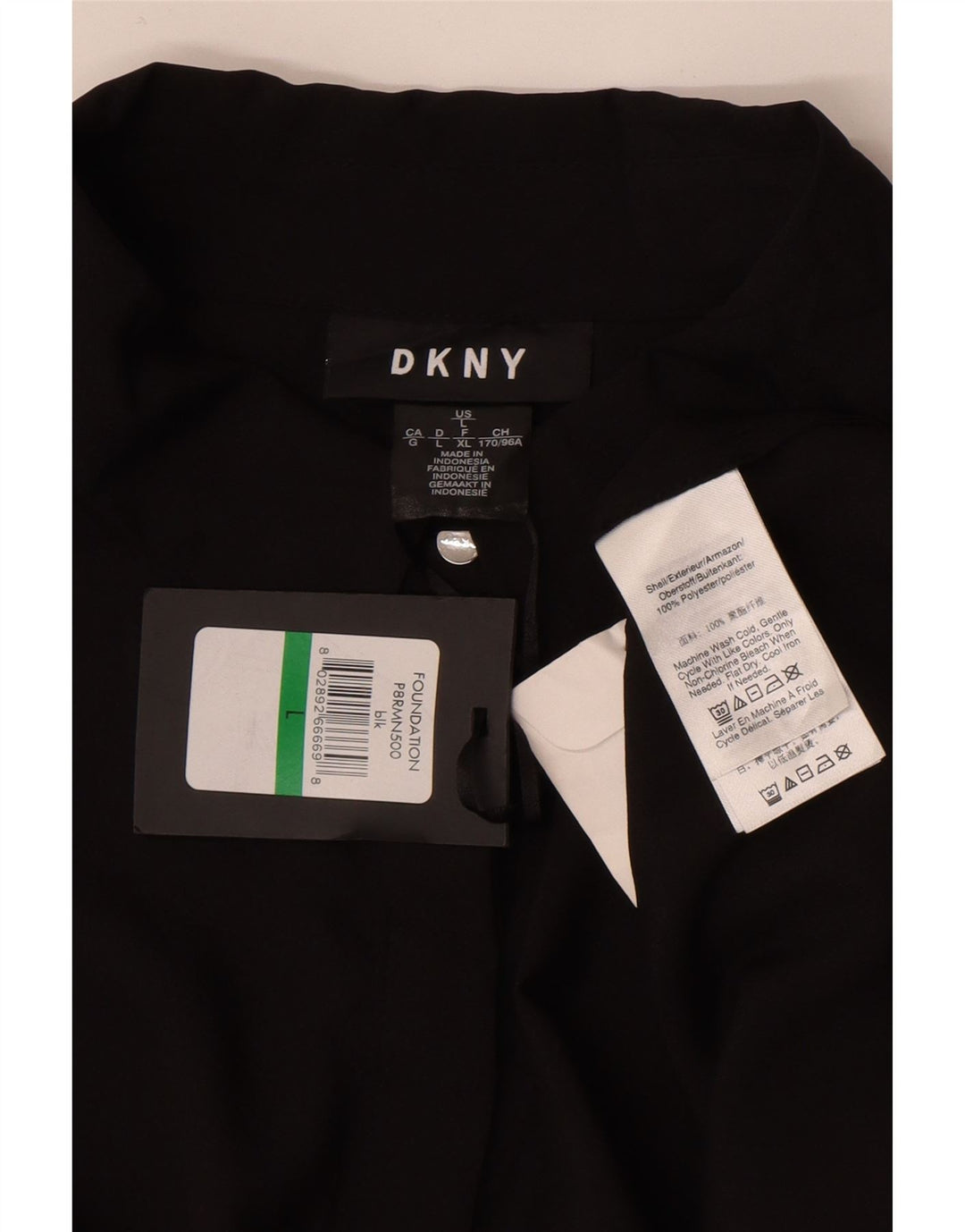 Dkny Blusa Camisa Mujer UK 46 Grande Poliéster Negro
