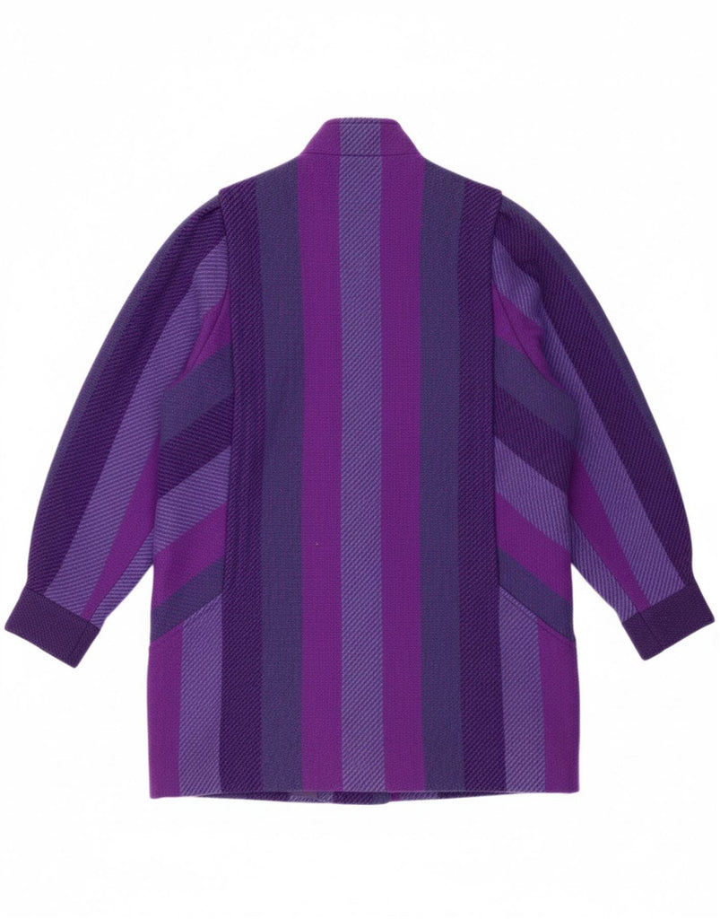 AVOCA Womens Overcoat UK 16 Large Purple Striped New Wool Vintage Avoca and Second-Hand Avoca from Messina Hembry 