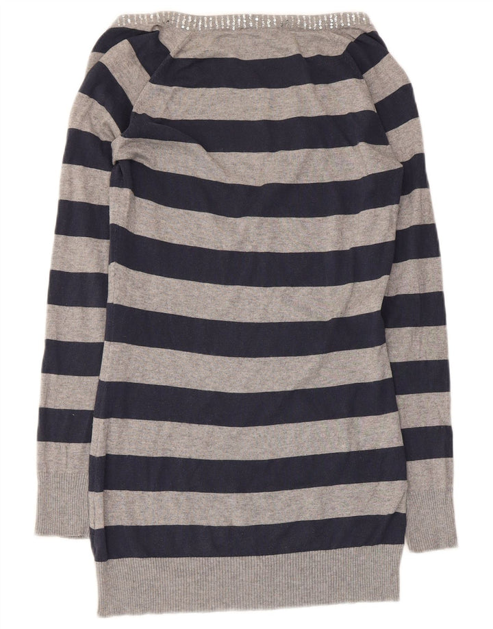 Max & Co. Suéter tipo jersey con cuello en V para mujer UK 10 Small Grey Stripes