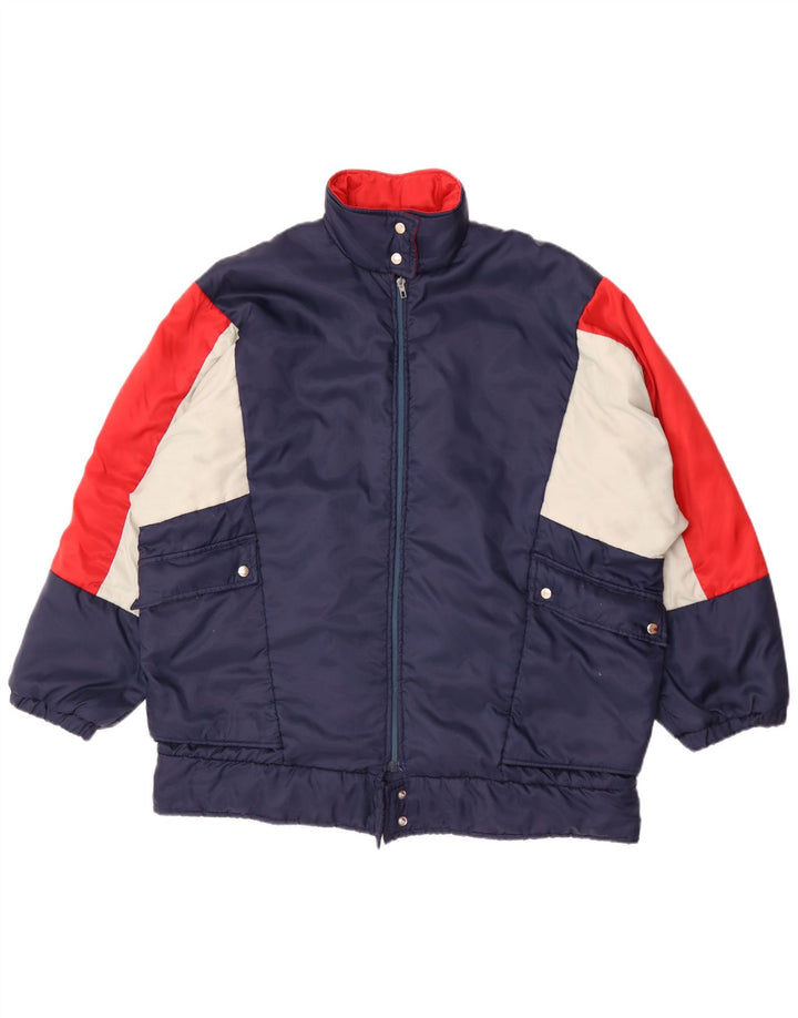 Vintage hombres chándal top chaqueta 2XL azul marino colorblock