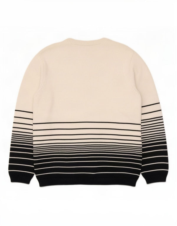 Marks & Spencer Suéter de Cuello Redondo para Mujer UK 46 Grande Blanco Rayas