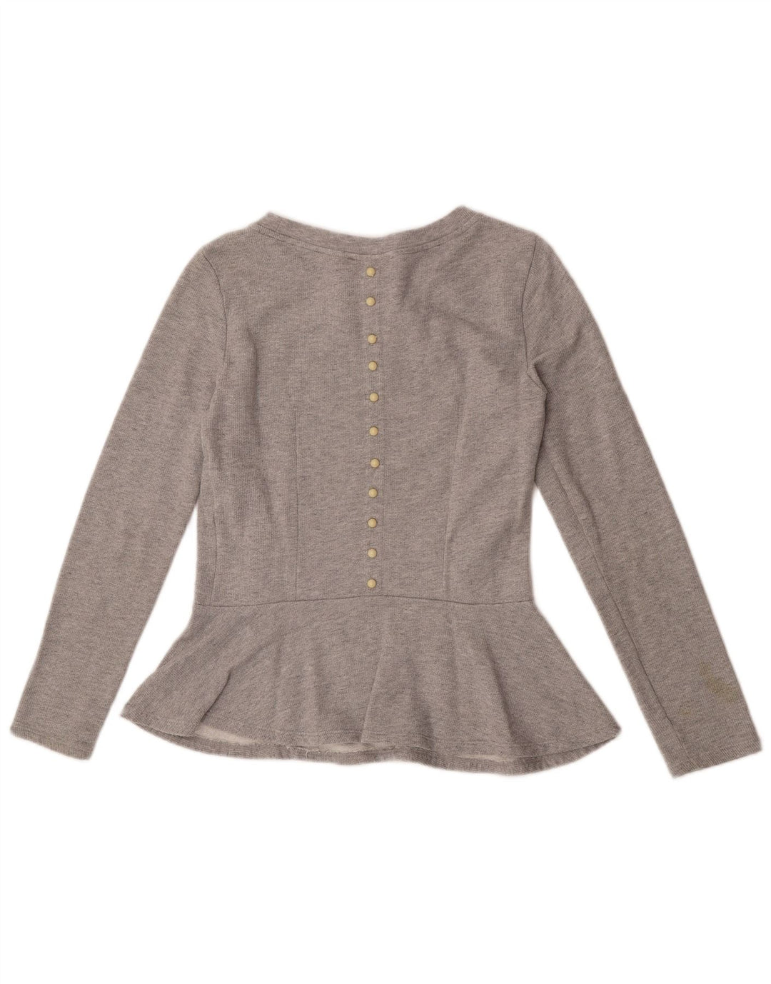 MET Blusa de manga larga para mujer Top UK 10 Small Grey Cotton