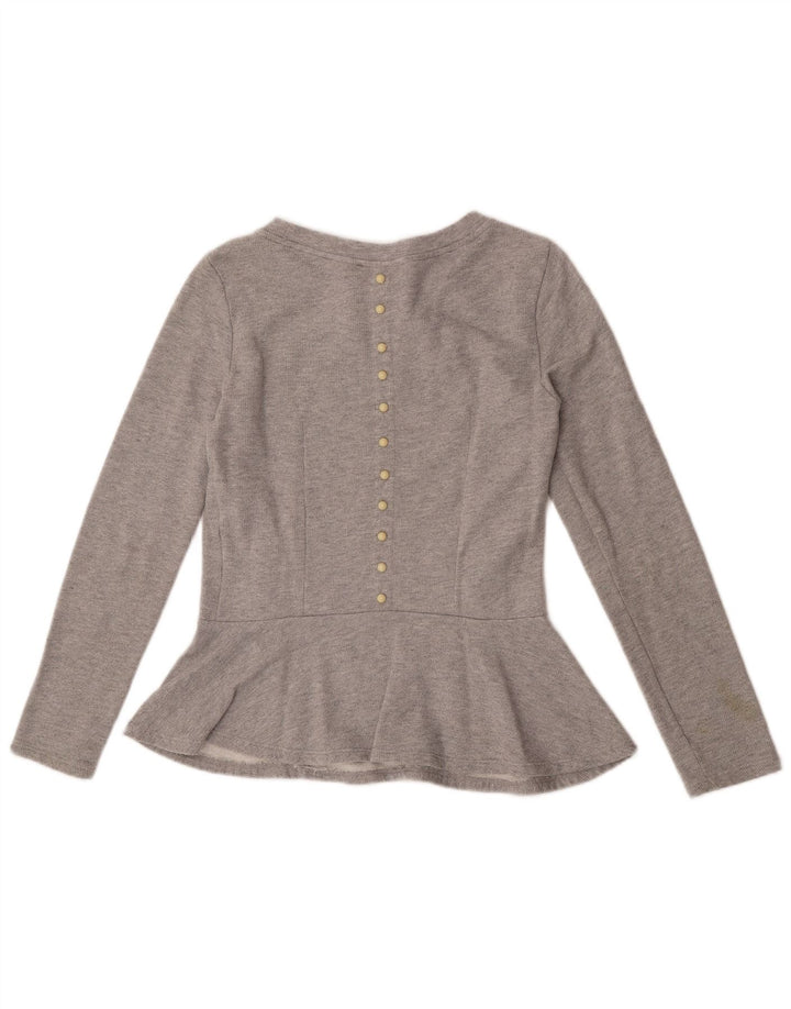MET Blusa de manga larga para mujer Top UK 10 Small Grey Cotton