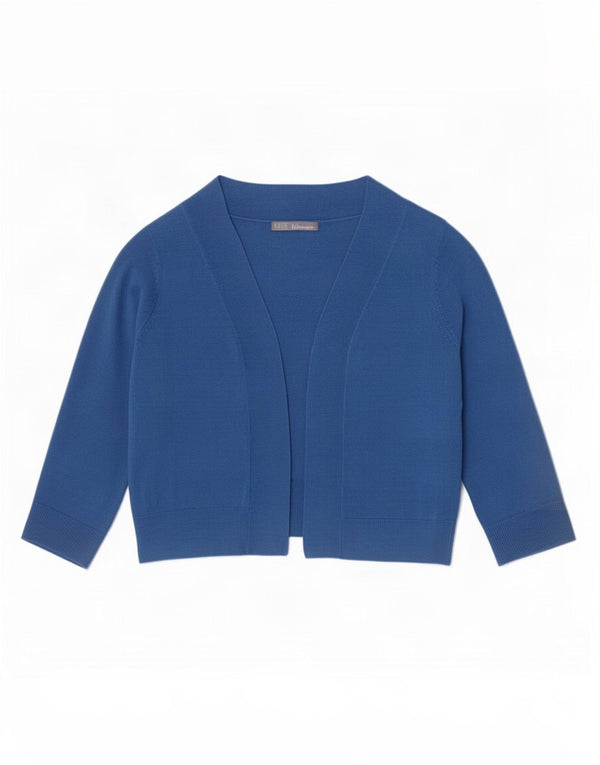 Marks & Spencer Jersey Bolero Abierto de Manga 3/4 para Mujer UK 44 Azul Medio
