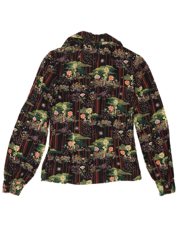 Vintage mujer novedad ajuste camisa Reino Unido 12 medio multicolor floral