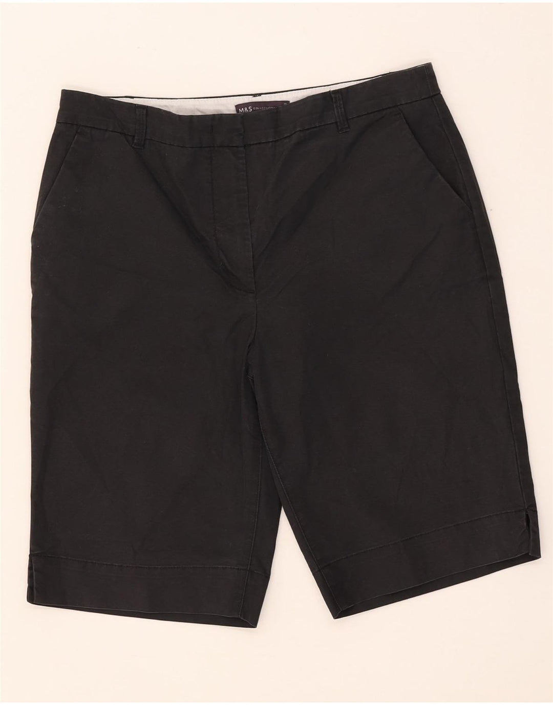Marks & Spencer Pantalones cortos chinos para mujer UK 12 Medium W32 Algodón negro