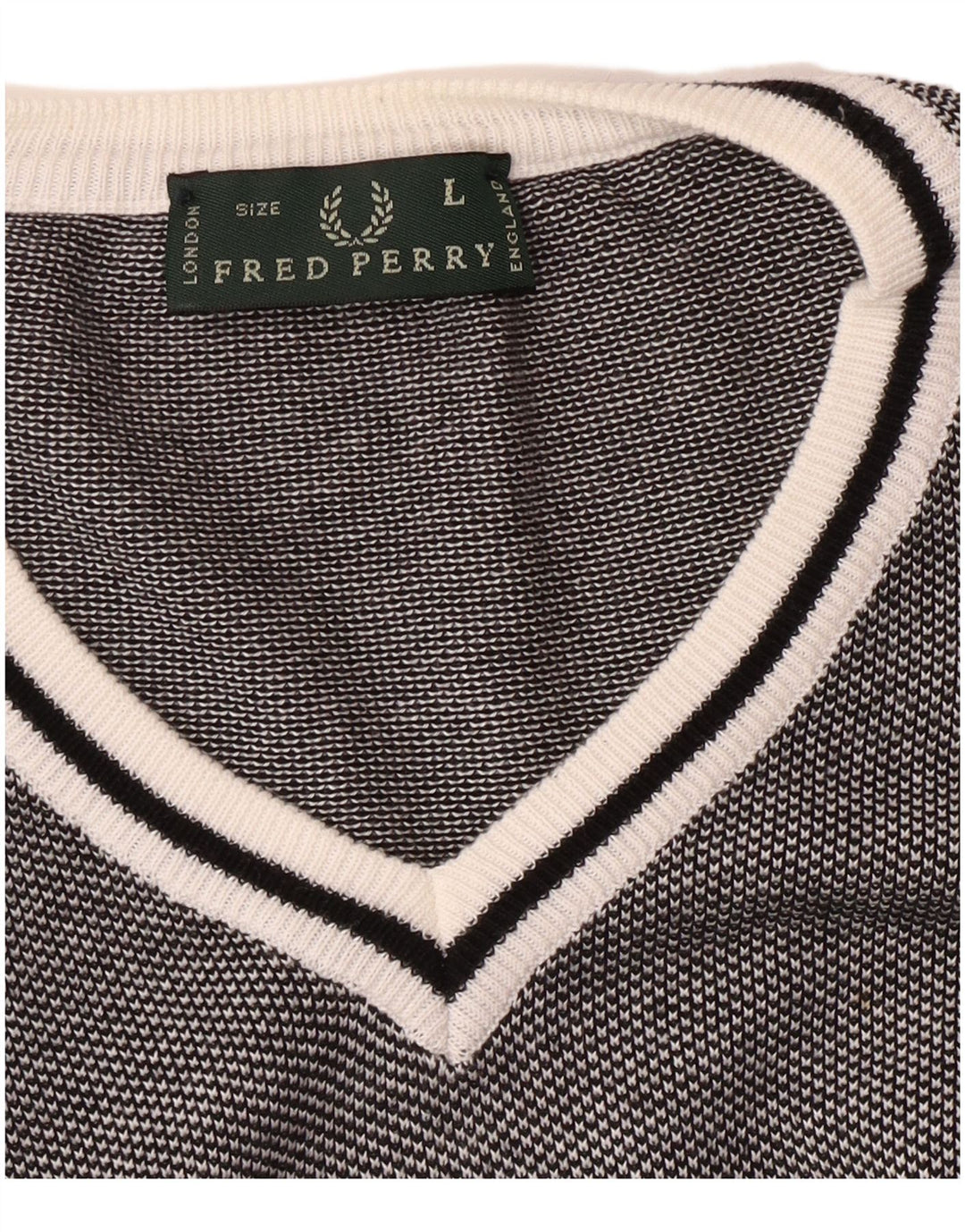 Fred Perry Jersey Con Cuello En V Para Hombre Large Negro Colorblock