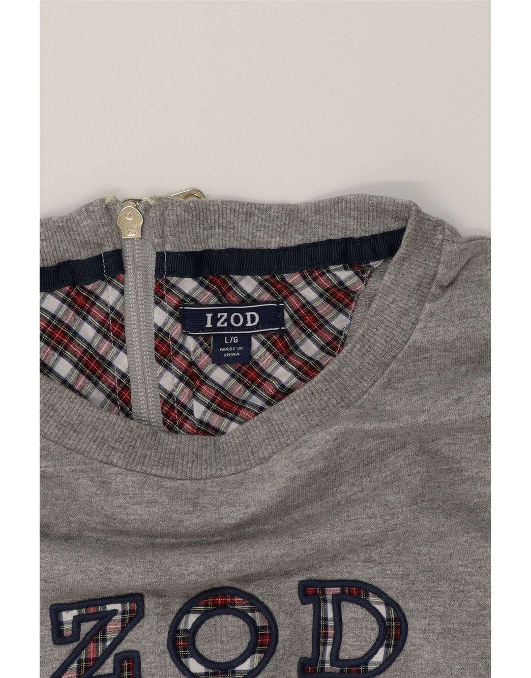 IZOD Womens Graphic Sweatshirt Jumper UK 16 Large Grey Cotton Vintage Izod and Second-Hand Izod from Messina Hembry 