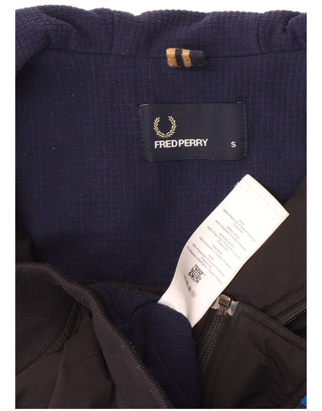 Fred Perry Chaqueta Bomber Con Capucha Para Hombre UK 36 Small Poliamida Negra