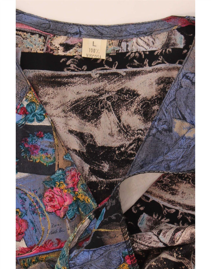 Vintage mujer camisa blusa Reino Unido 16 gran patchwork multicolor
