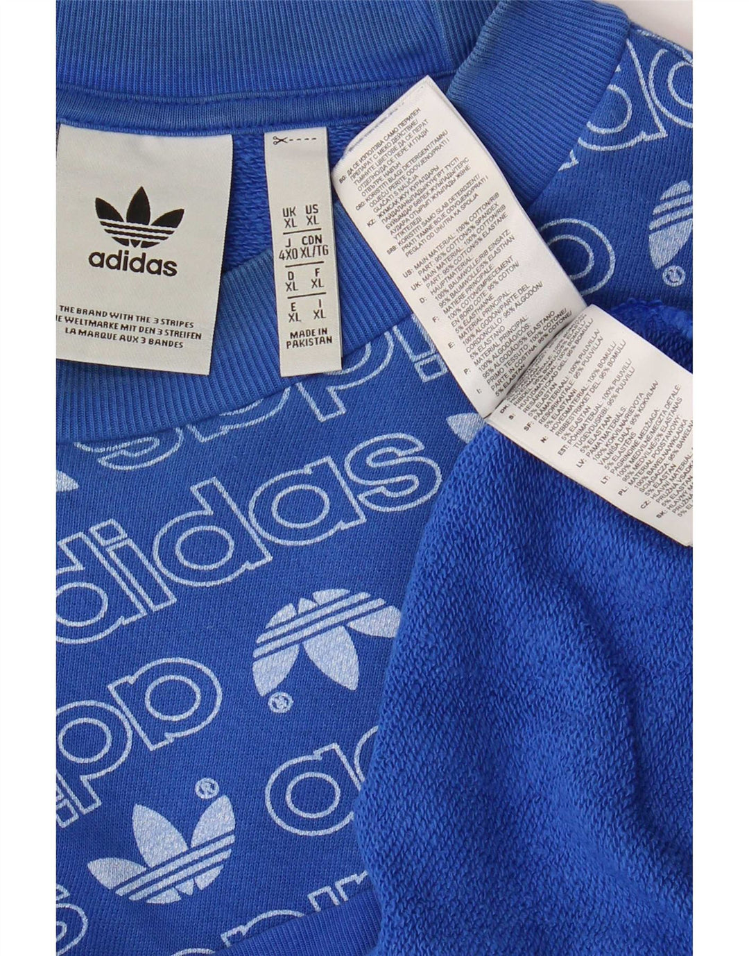 Adidas Hombre Sudadera Gráfica Jumper XL Algodón Azul