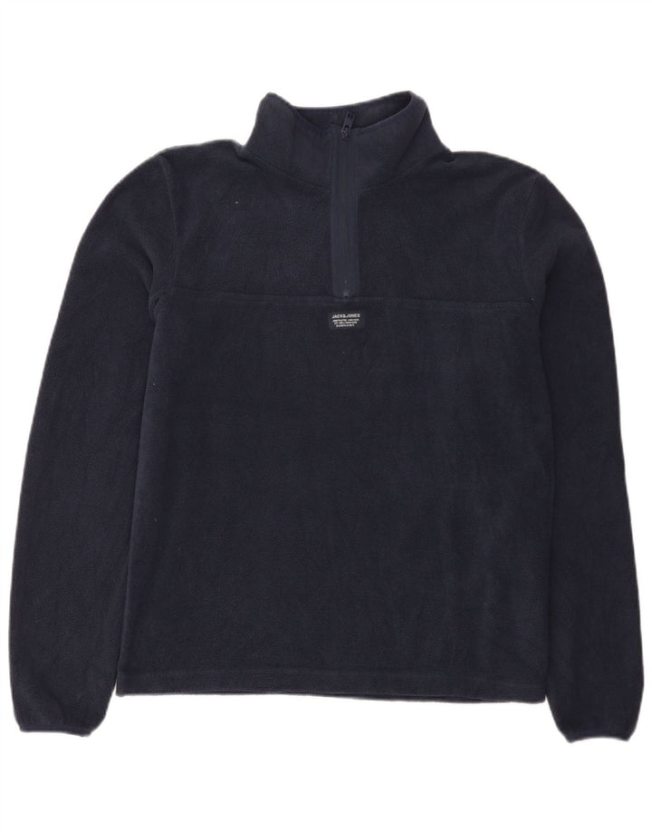 Jack & Jones Hombre Zip Neck Fleece Jumper Small Azul Marino Poliéster