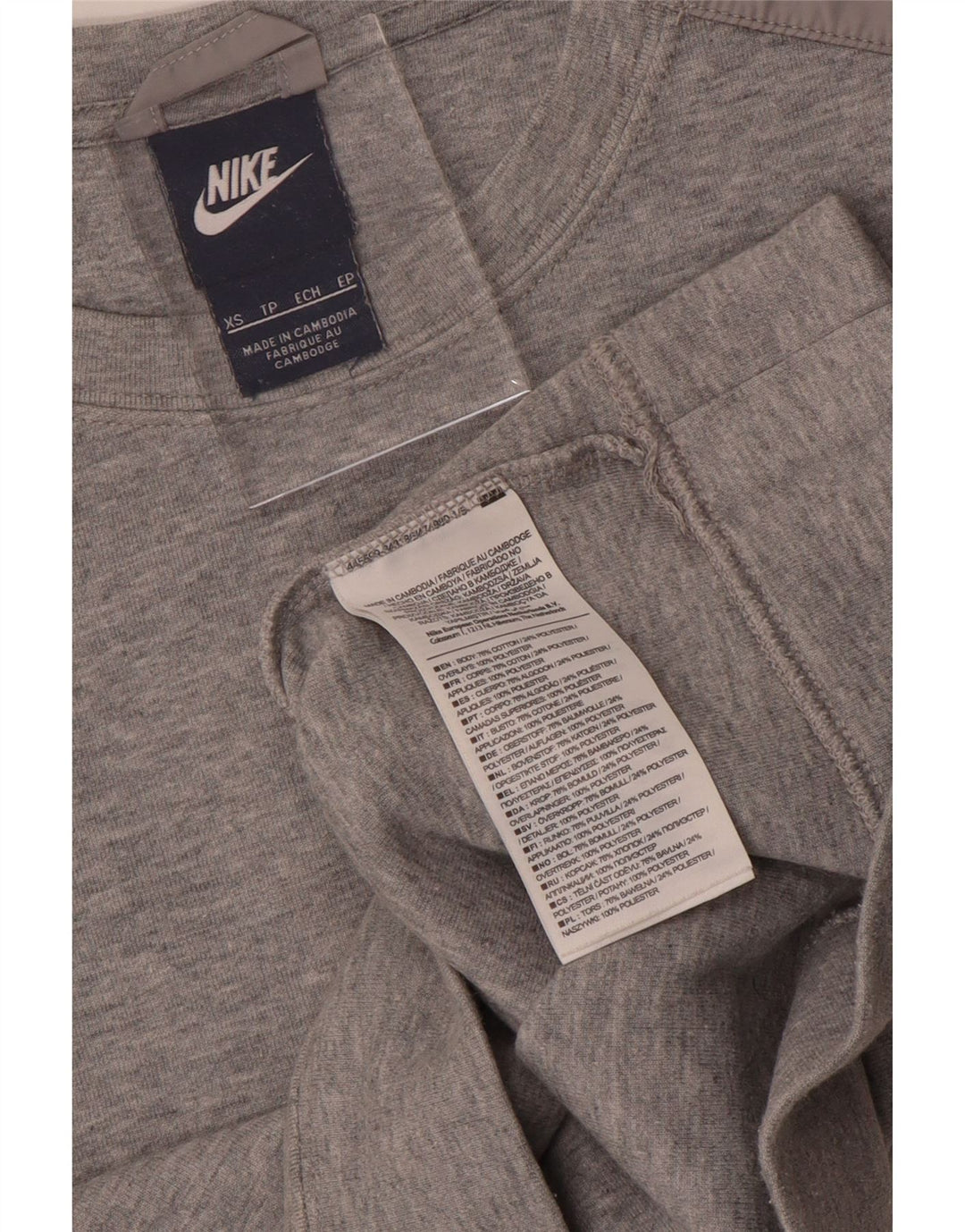 NIKE Mujer Crop Sudadera Jumper UK 6 XS Gris Algodón