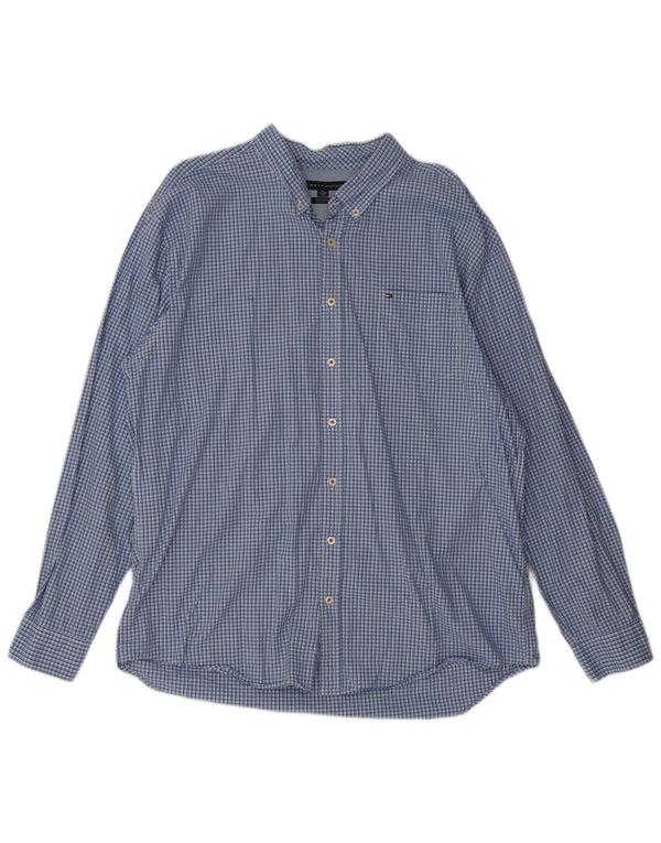 Tommy Hilfiger Camisa de ajuste personalizado para hombre 2XL Algodón a cuadros azules