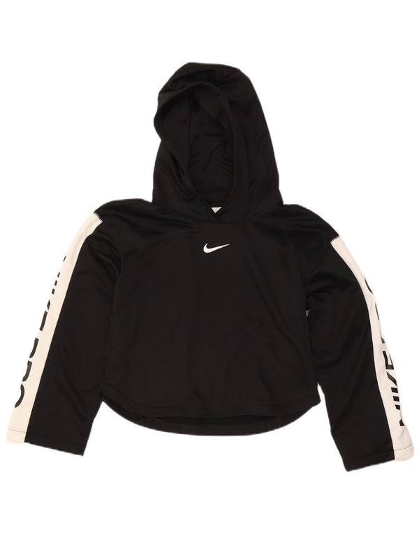 Nike - Jersey con capucha para niña, diseño gráfico, 12-13 años, grande, color negro