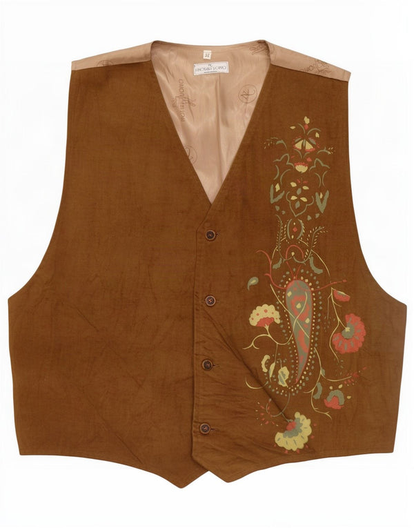 Chaleco gráfico vintage para hombre IT 52 Algodón Paisley beige grande
