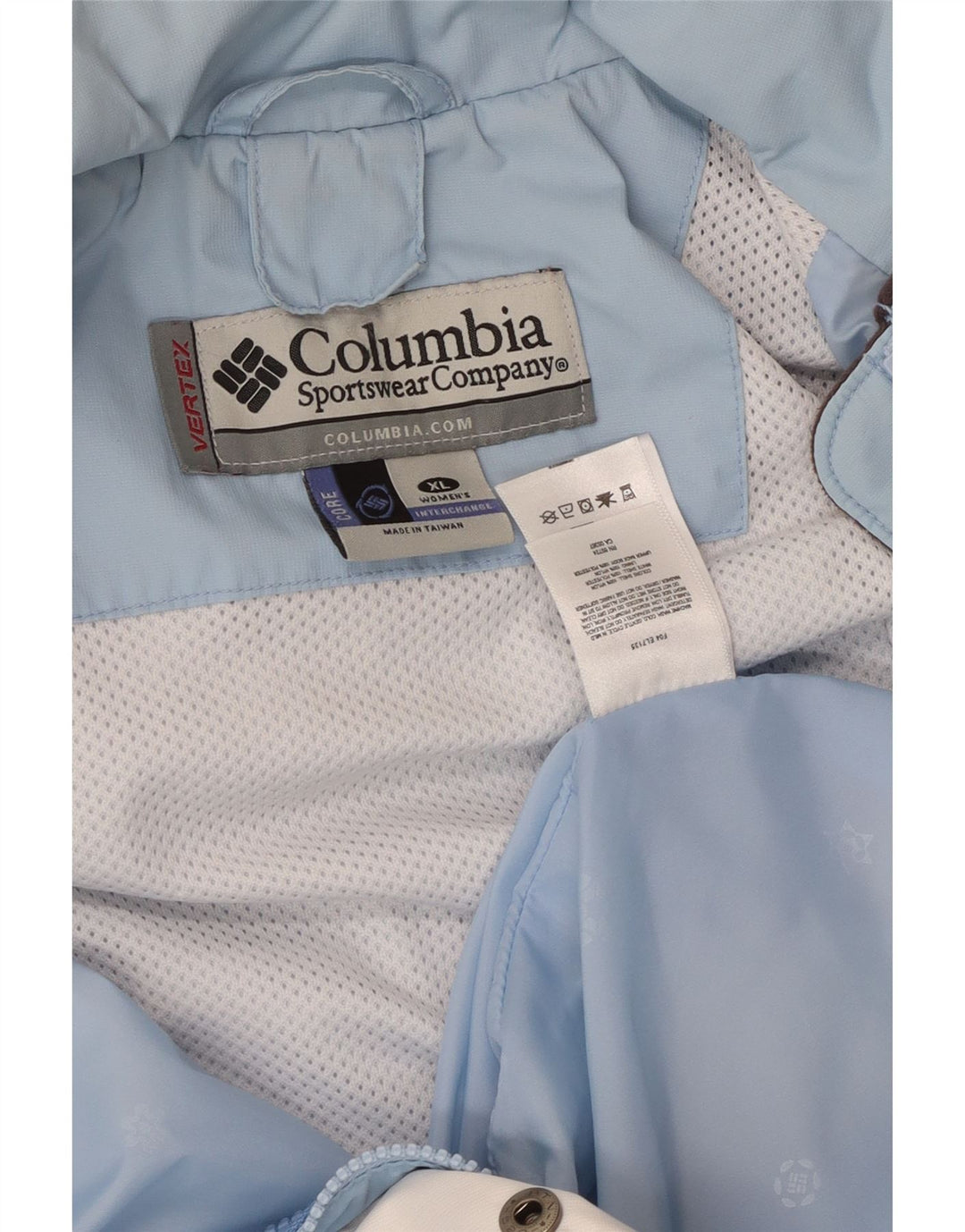 COLUMBIA Chaqueta impermeable extragrande con capucha para mujer UK 40 XL Azul Colorblock
