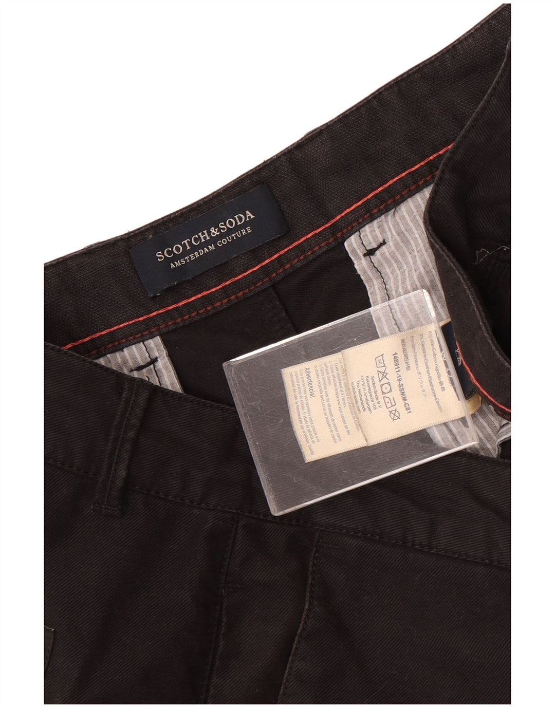 Scotch & Soda Pantalones cortos chinos para hombre W32 Large Algodón negro
