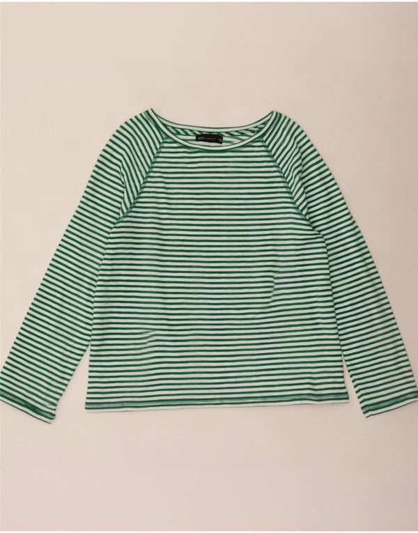 Marks & Spencer - Camiseta de manga larga para mujer, talla 40, XL, algodón a rayas verdes